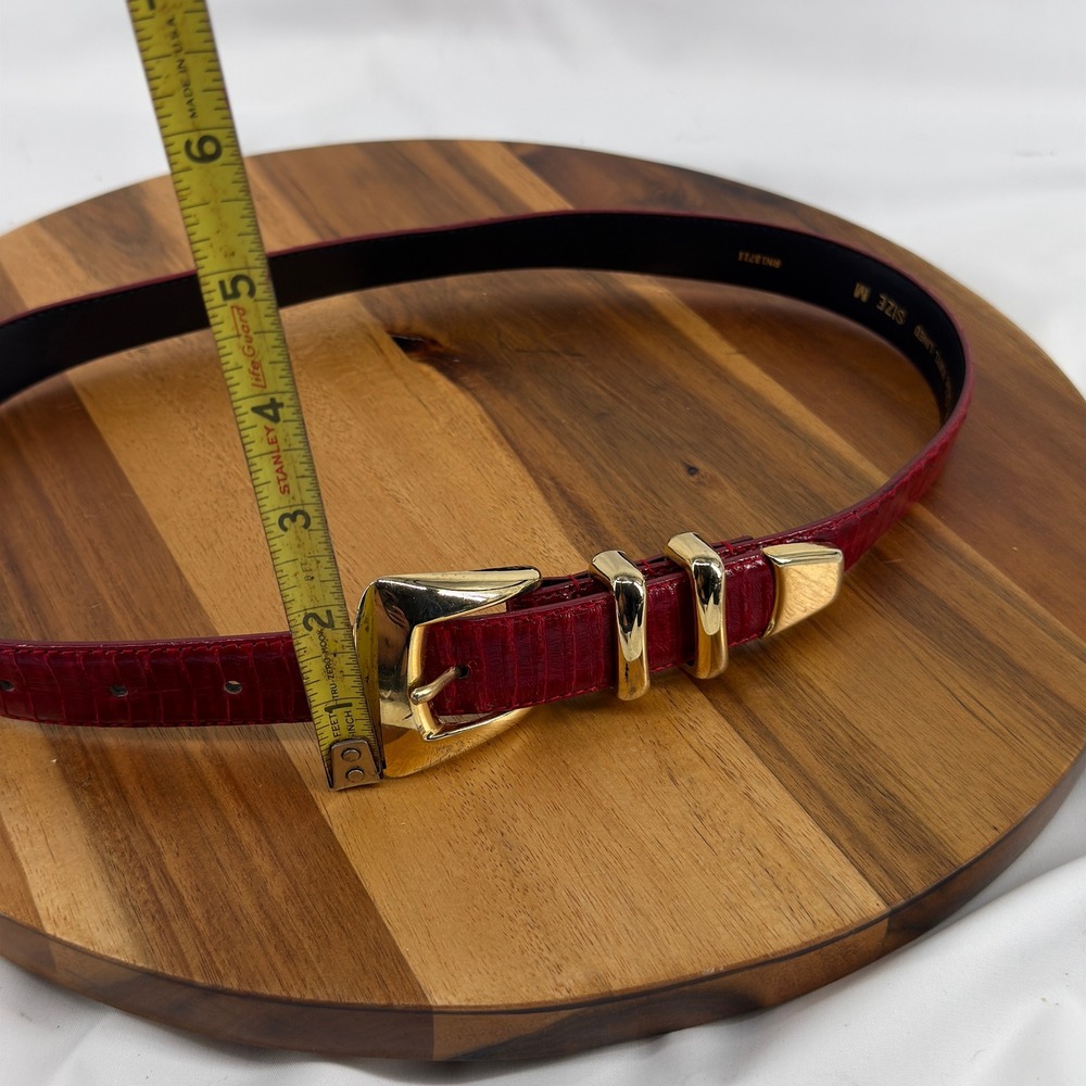 Vintage Amanda Smith Genuine Snake Skin Belt Women M Red Gold Buckle RN13711 - Picture 7 of 8